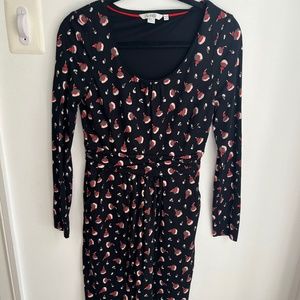 Boden Women’s Mable Floral Long Sleeve Jersey Dress Women's Size 6 Black Red